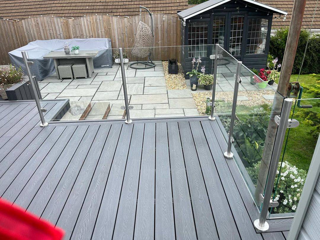 Glass balustrade and decking installation in London